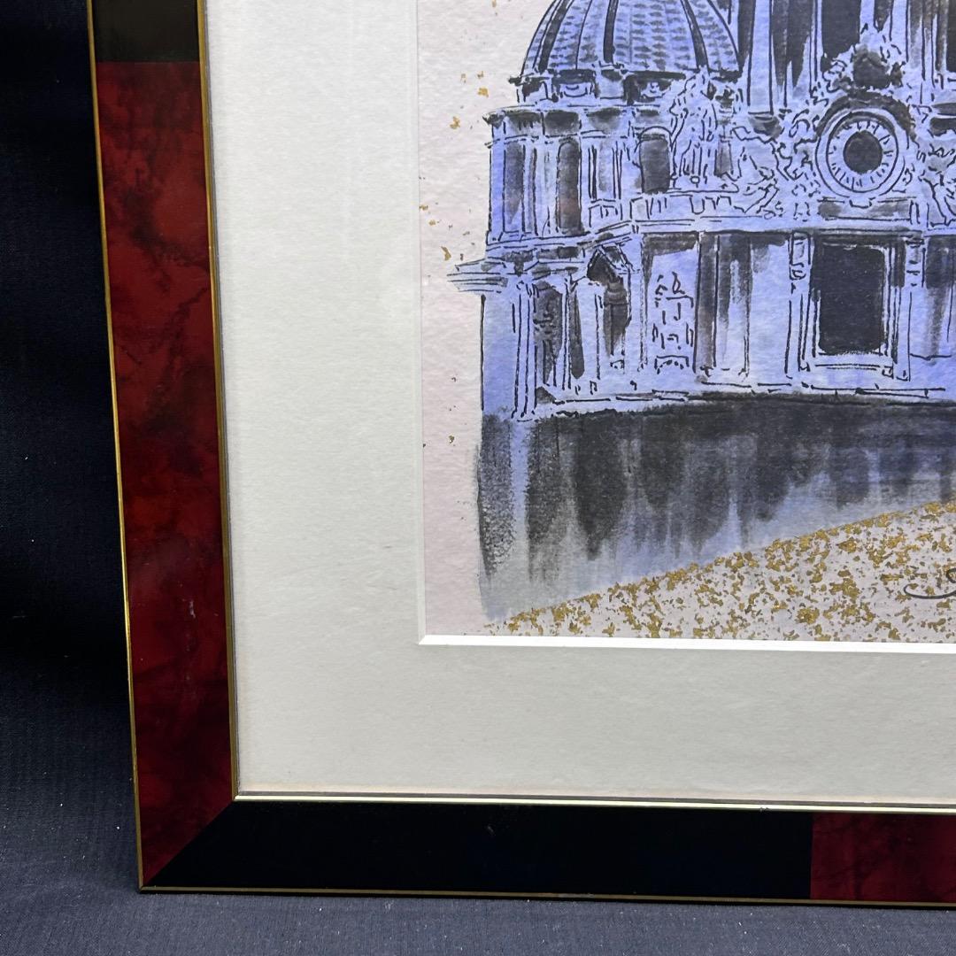 ▽Bi1082 満田彗峰 作 イタリア ヴァチカン 絵画 額装 日本画家