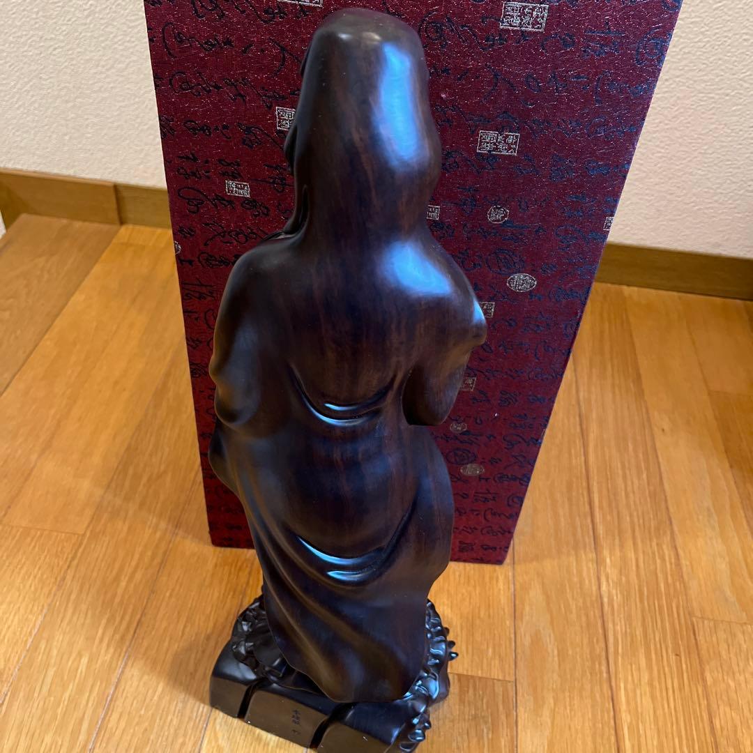 東京書芸館　黒檀「宝珠観音菩薩」　李建敏作