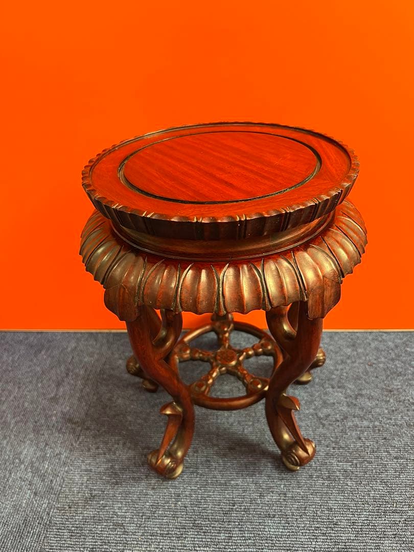 1167  木製　花台　飾り台　装飾品ベース　木彫り