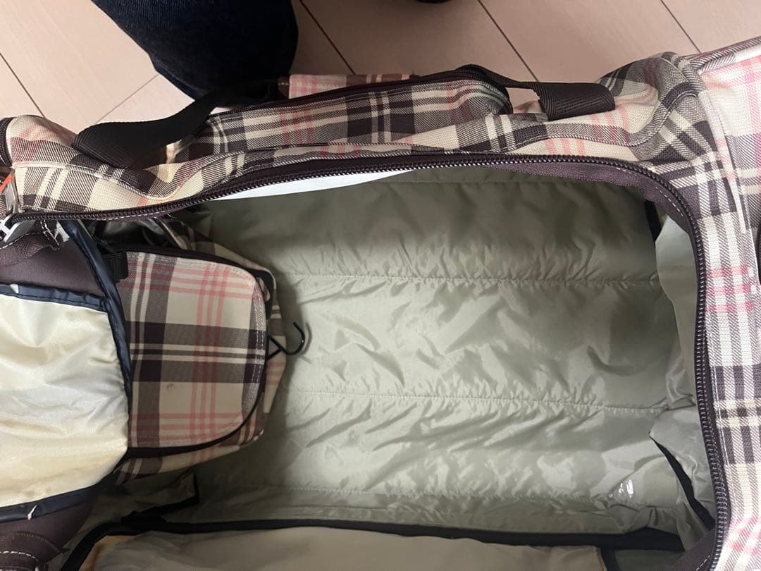 BURTON チェック柄 スノーボードバッグ 2輪 キャリーバッグ