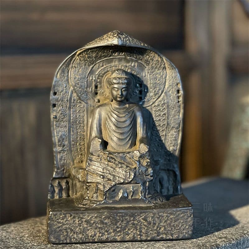 石仏 石像 龍門石窟盧舎那大仏仏像 家内 茶室 禅意 置物 工芸品