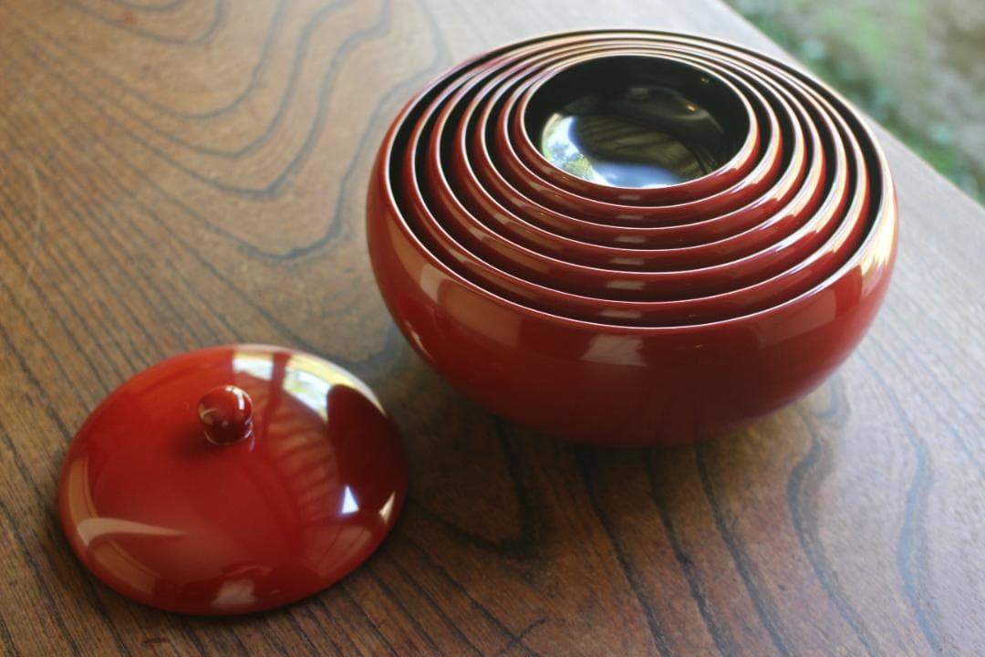 時代逸品！極上塗分け漆の美しい応量器＆蓋揃いセット（検輪島塗器七つ椀懐石椀