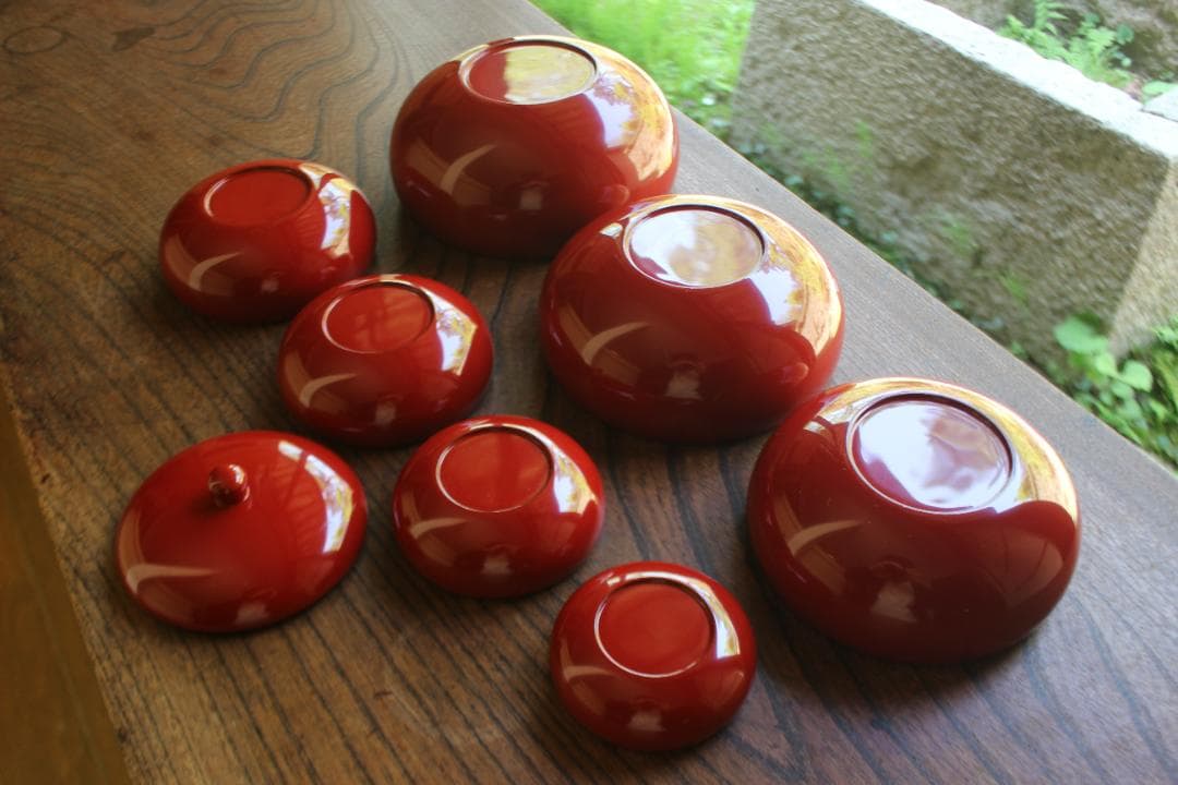 時代逸品！極上塗分け漆の美しい応量器＆蓋揃いセット（検輪島塗器七つ椀懐石椀