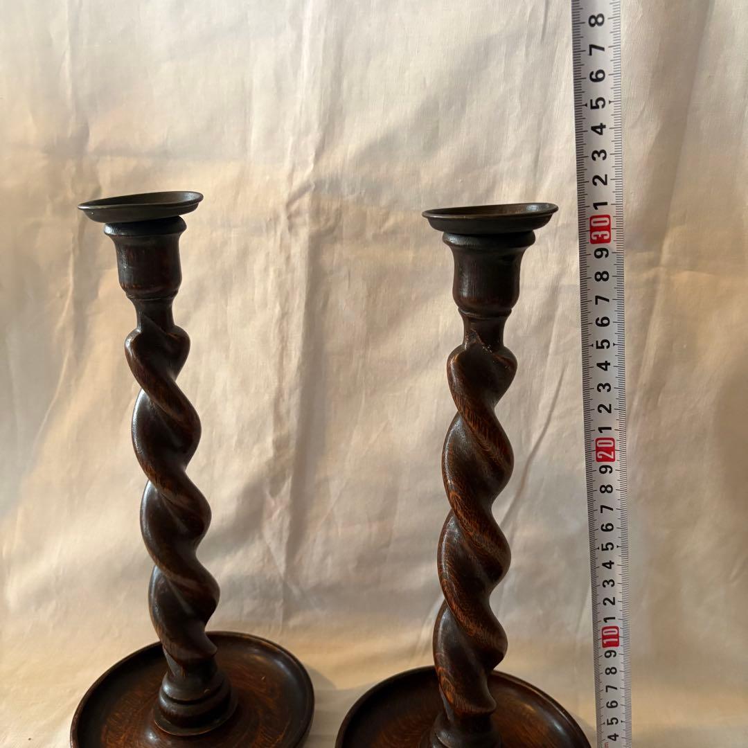木製ツイストキャンドルホルダー2個セット