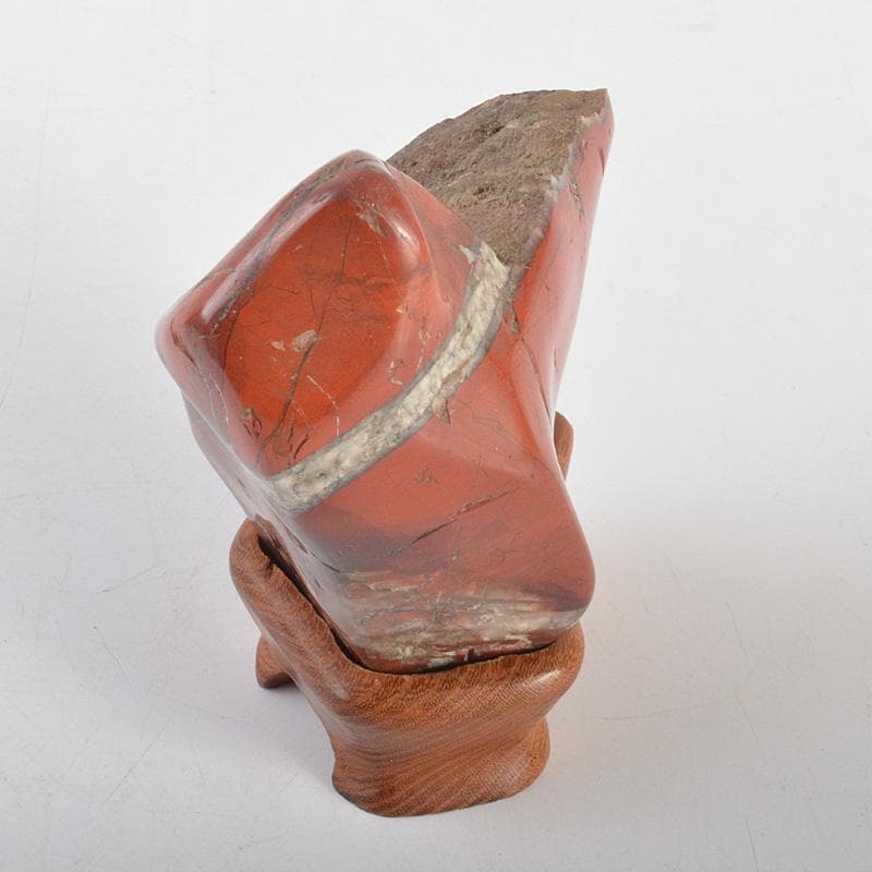 鑑賞石　天然石　佐渡赤玉石　赤石　置物　唐木台付　6331