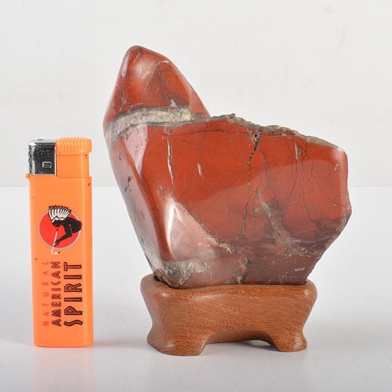 鑑賞石　天然石　佐渡赤玉石　赤石　置物　唐木台付　6331