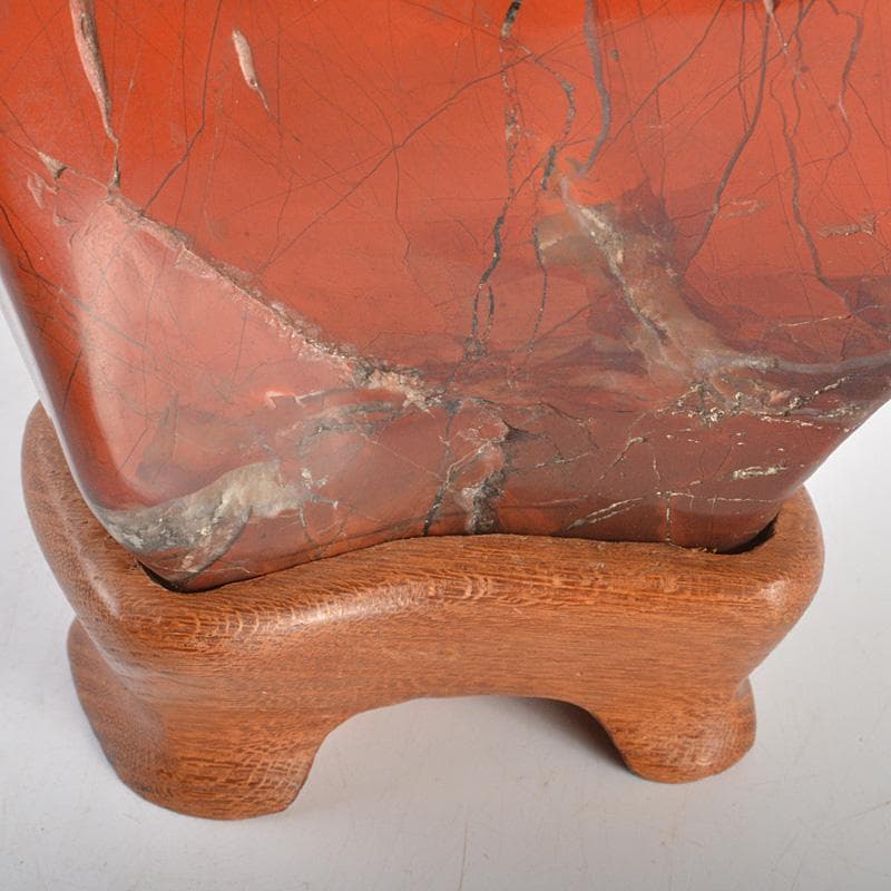 鑑賞石　天然石　佐渡赤玉石　赤石　置物　唐木台付　6331