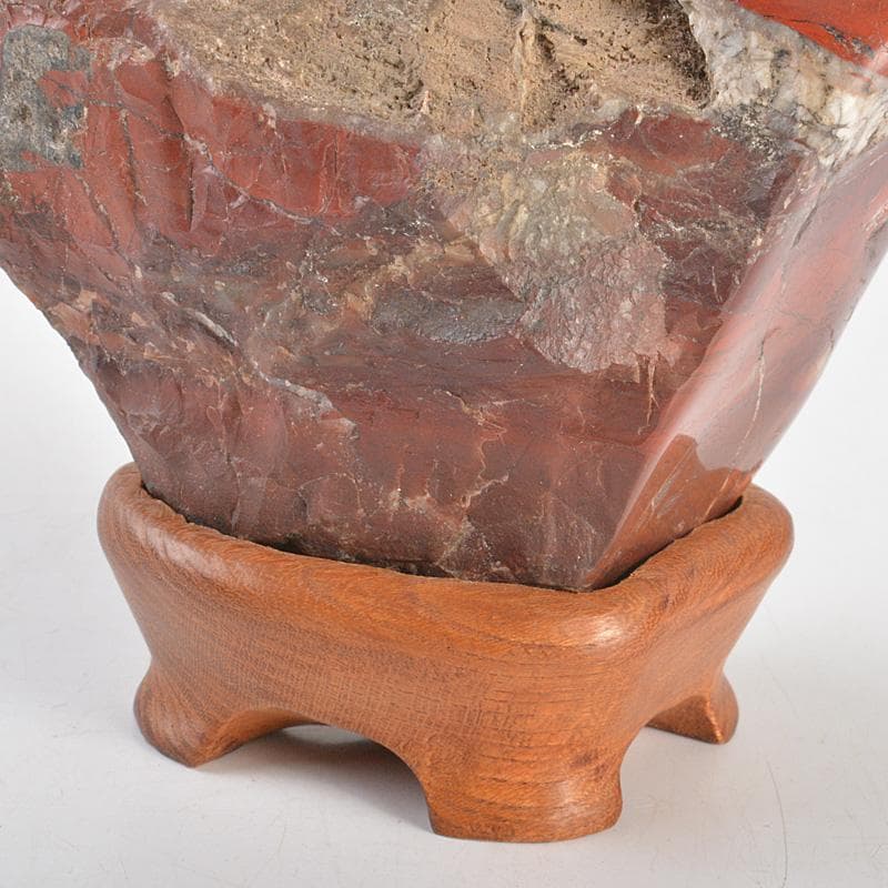 鑑賞石　天然石　佐渡赤玉石　赤石　置物　唐木台付　6331