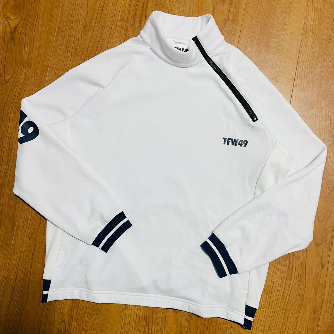 TFW49 ハーフジップ　プルオーバー　L トレーナー　ホワイト ゴルフ