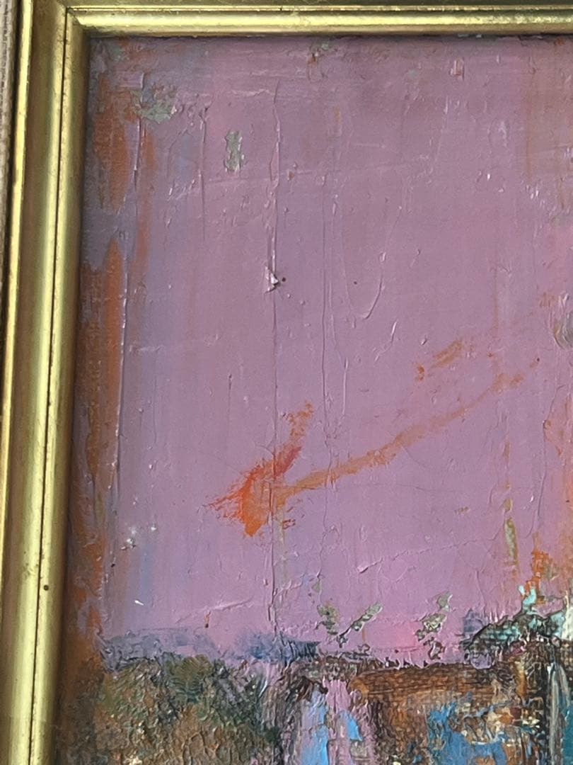 真作（中山節子)抽象油彩画 F. S. M. N. 金色フレーム