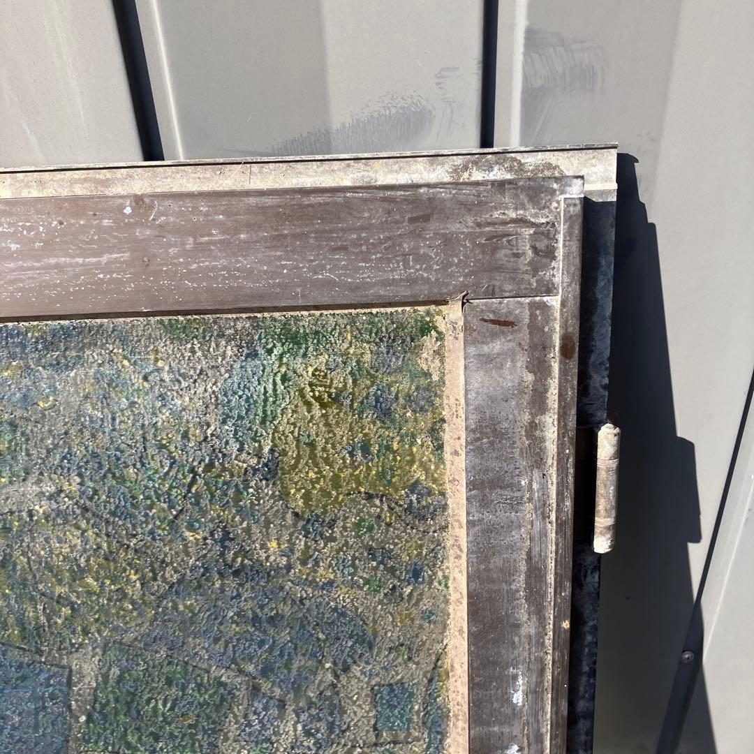 A-5 昭和レトロ ステンドグラス サッシ 窓枠付き ヴィンテージ 建具 古民家