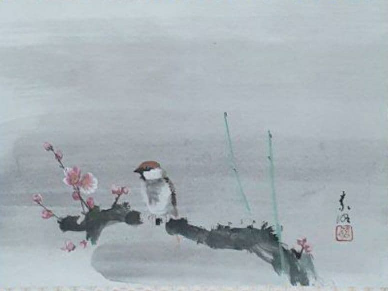 掛け軸/梅雀図/結城素明？