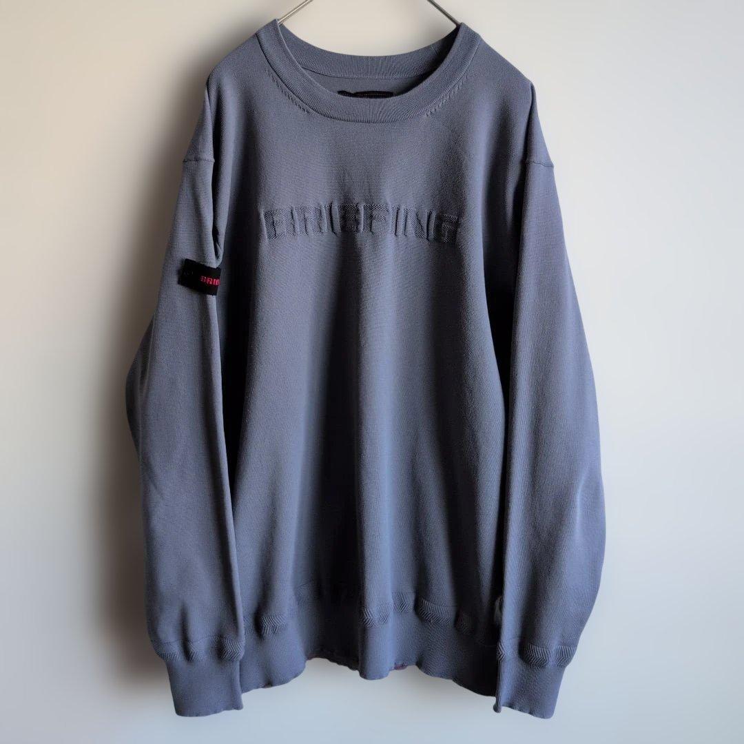 【美品】ブリーフィングゴルフ　3D立体ロゴ　クルーネックニット　L