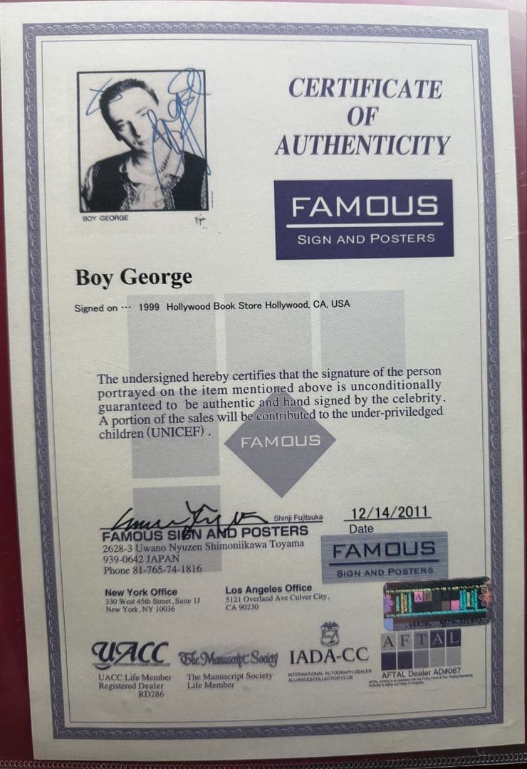 Boy e ボーイジョージ　サイン　ポスター　最終価格