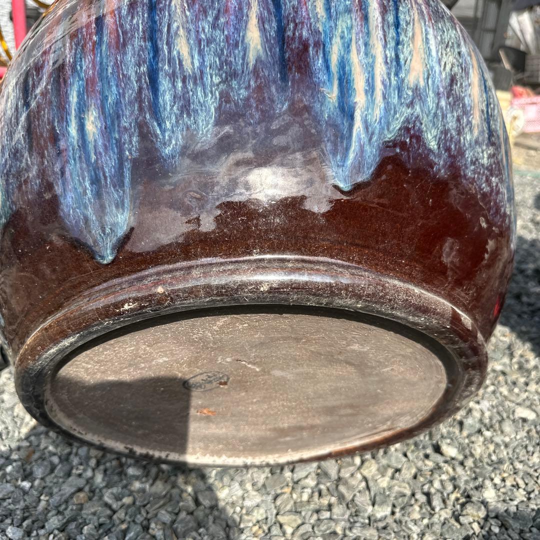 マーブル模様の円形火鉢 金魚 水蓮等にも