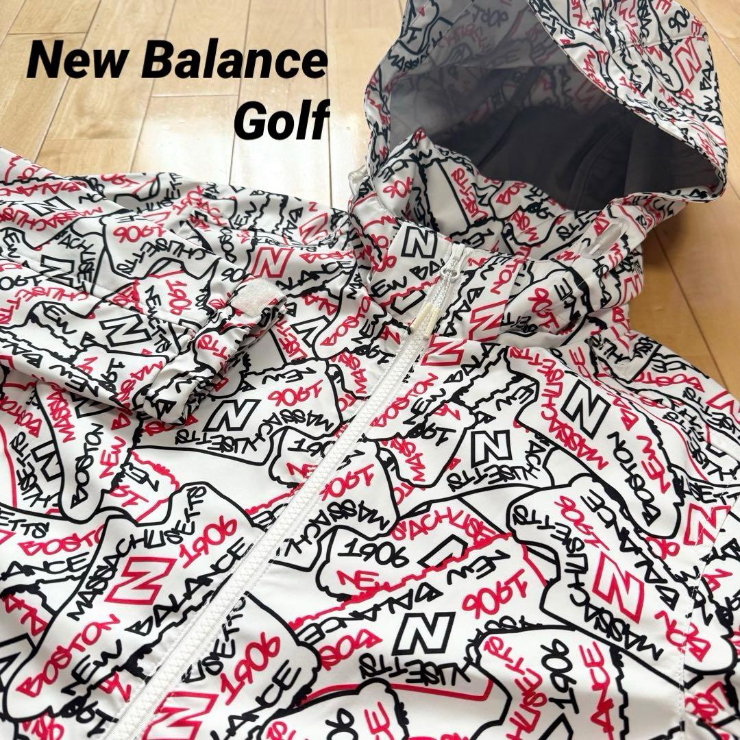 ニューバランスゴルフ スニーカー柄 総柄 パーカー ジャケット 防風 撥水 M
