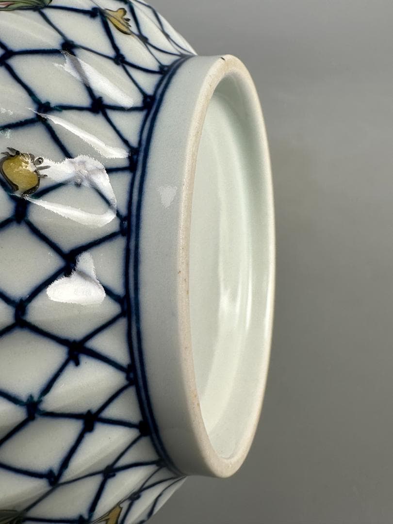 中国美術　小魚魚網文　南京赤絵 小茶碗　染付　華道具　唐物　時代　古玩