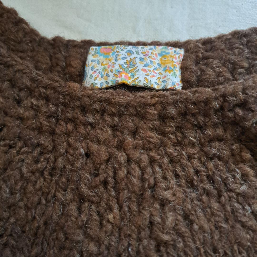 ハンドメイド　セーター　半袖　手つむぎ　手編み　北里大学　獣医学部　毛糸　羊毛