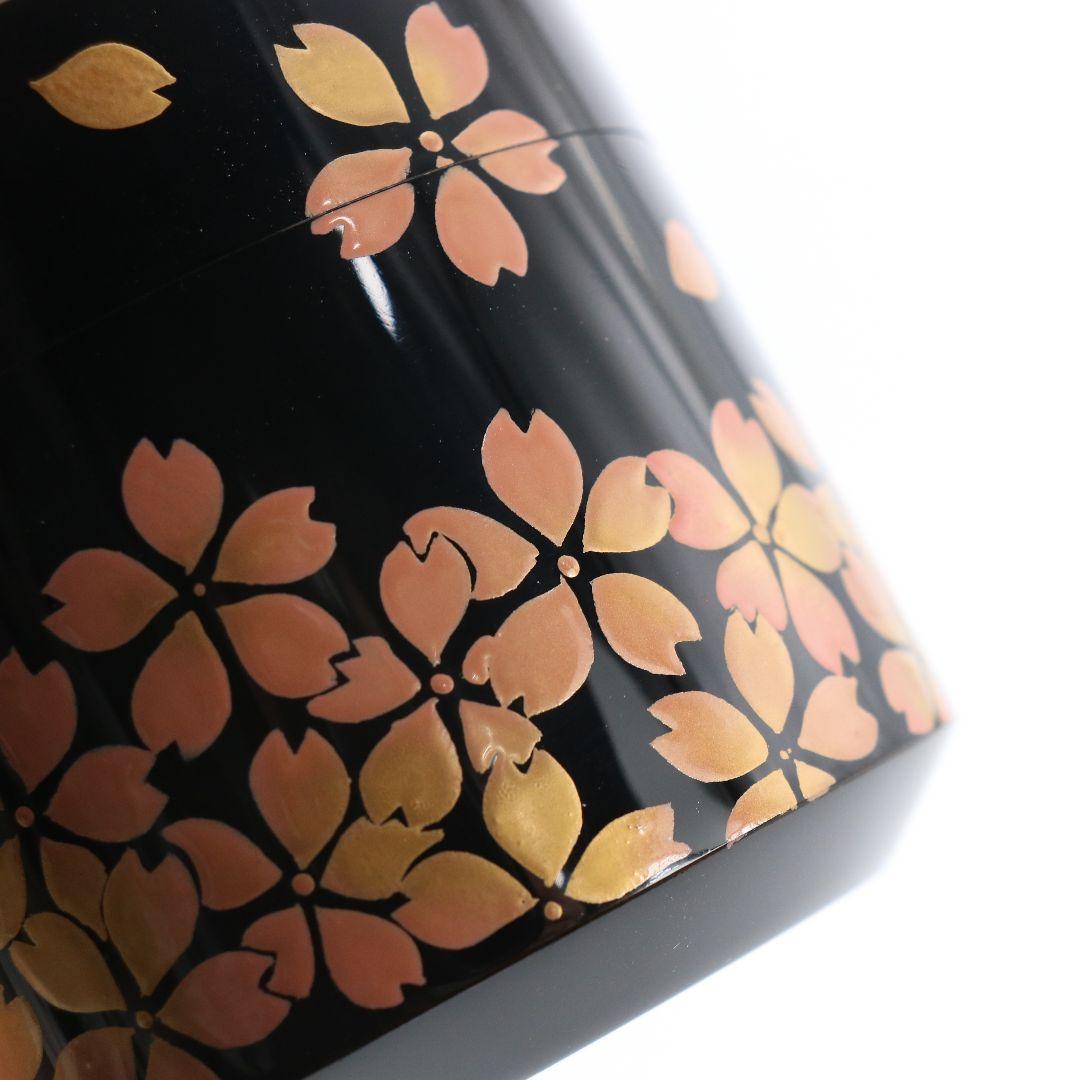 二代目 金蒲 高橋朝也作 桜蒔絵 雪吹 輪島塗 薄茶器 茶道具 共箱　V985