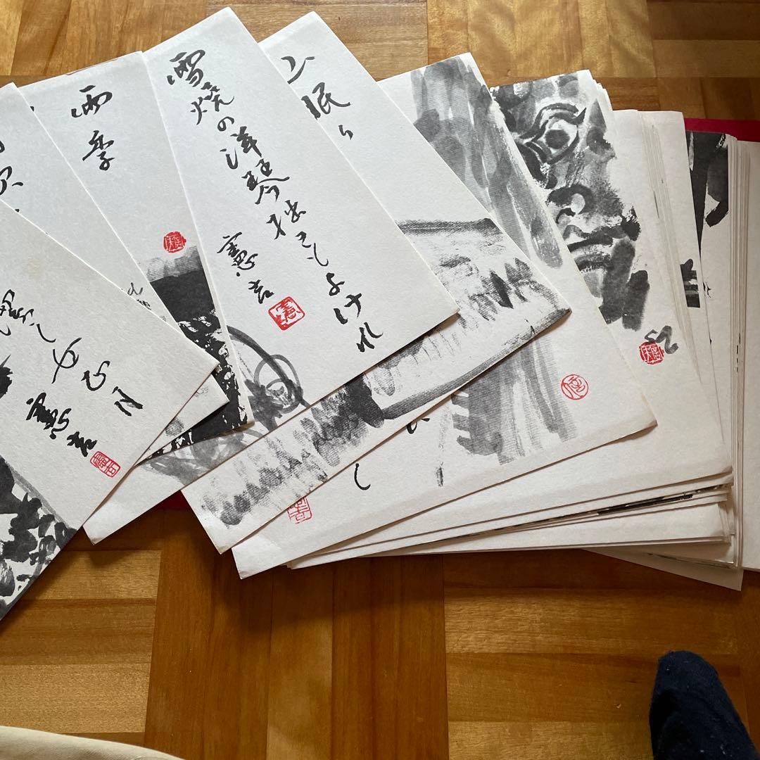 超レア！「床花」　楠本憲吉俳句集　500部限定プリント色紙集　挿絵付き40枚
