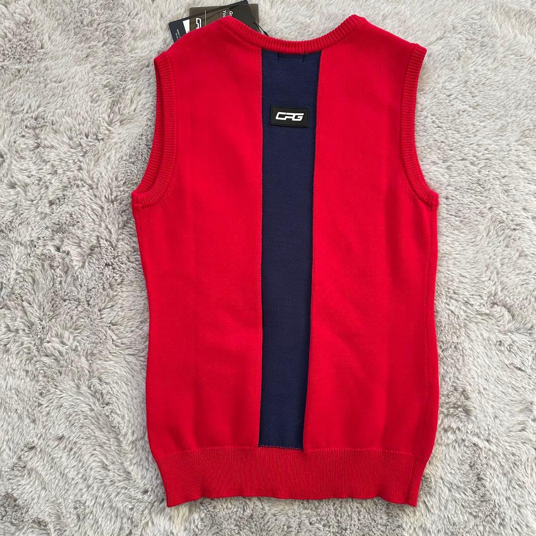 CPG ゴルフ ニットベスト ノースリーブ レッド S