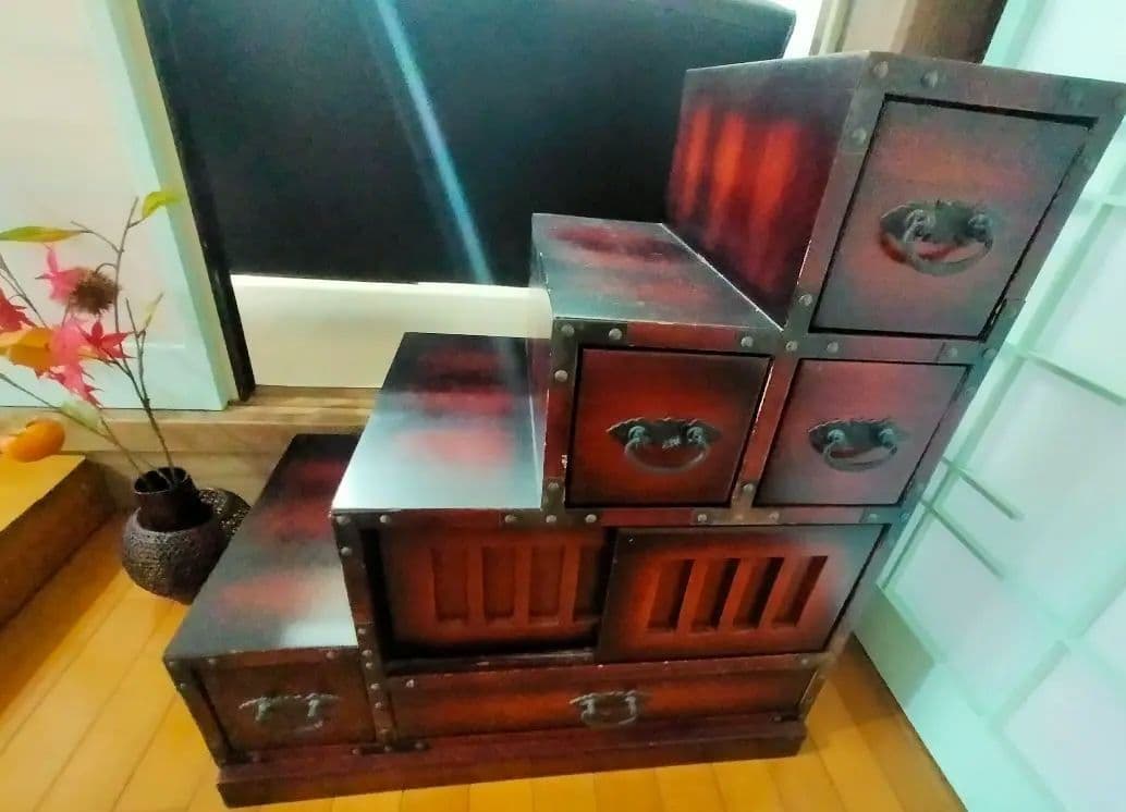 木製階段状収納ボックス