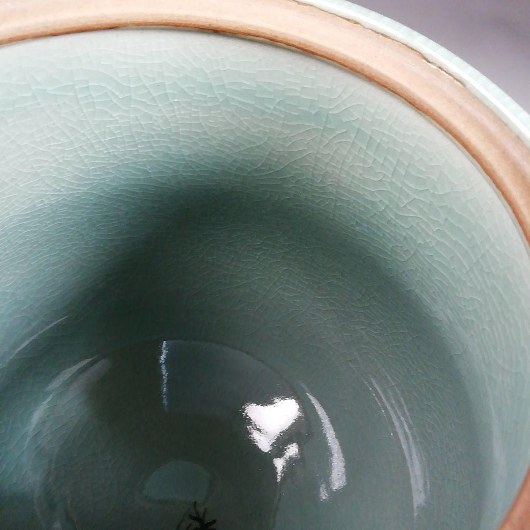 Ｔ６７８　水指　『青磁水指』『芸珍窯』　共箱　茶道具