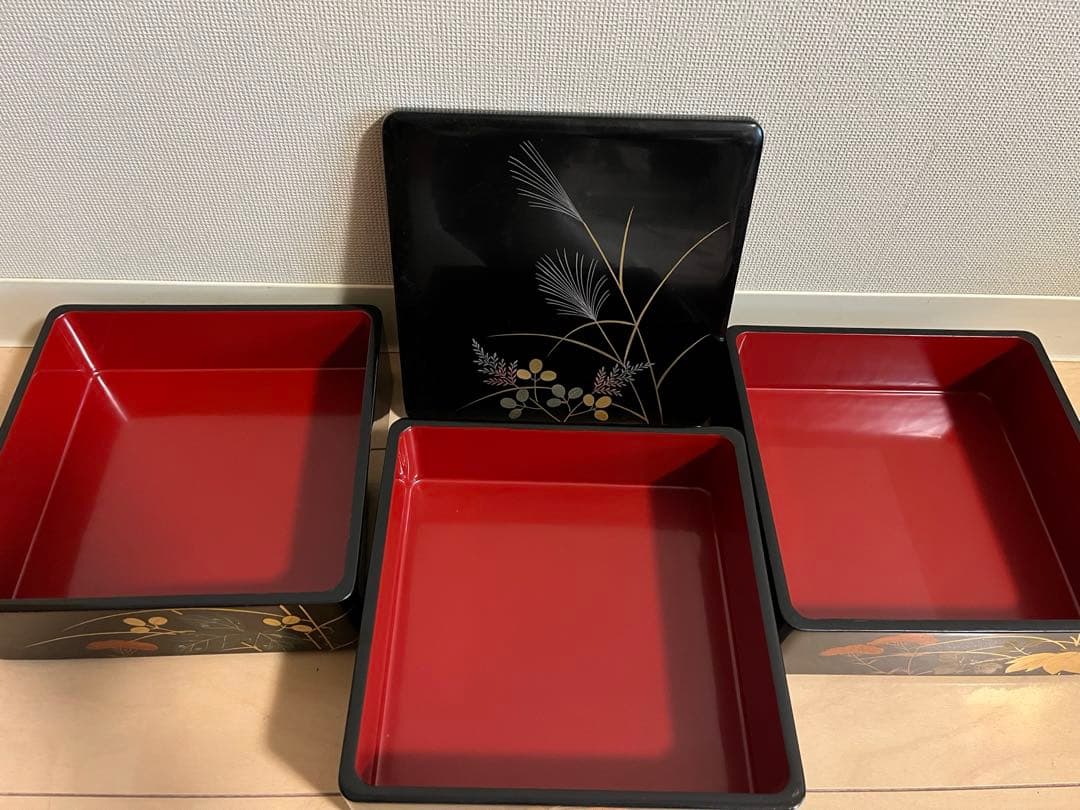 【美品】輪島塗　漆器　お重箱　三段