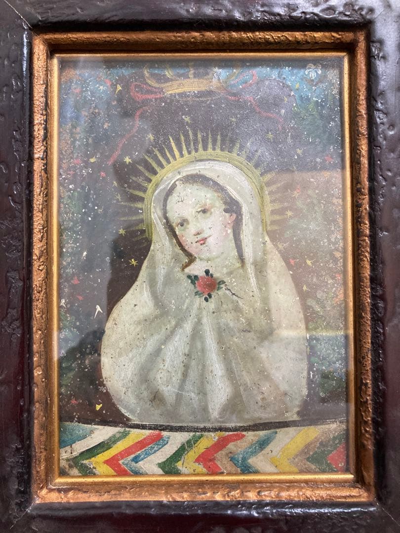 【本物保証】メキシコイコン 真筆 額装 イコン キリスト教