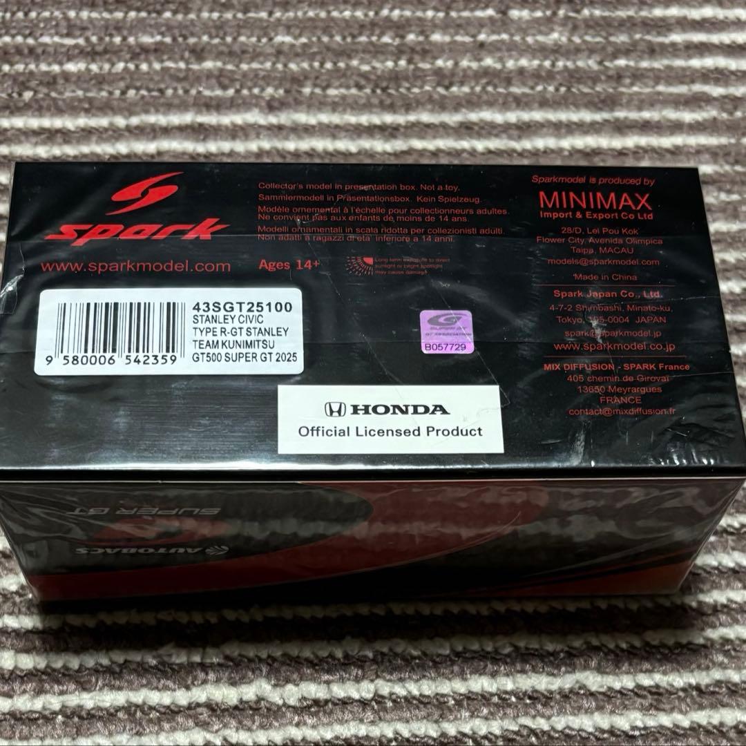 自動車 spark 1/43 STANLEY CIVIC TYPE R-GT