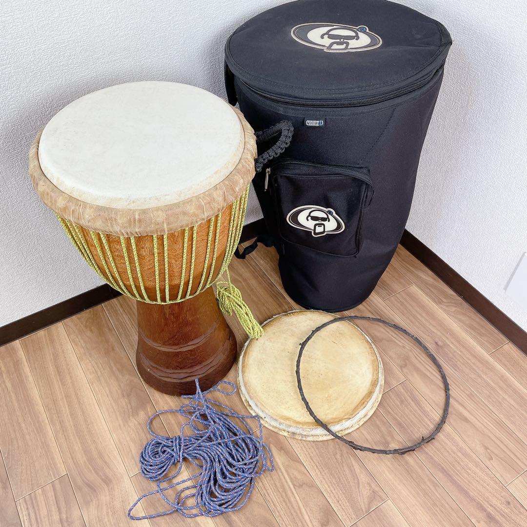 民族楽器 ジャンベ アフリカ 打楽器 ケース付き