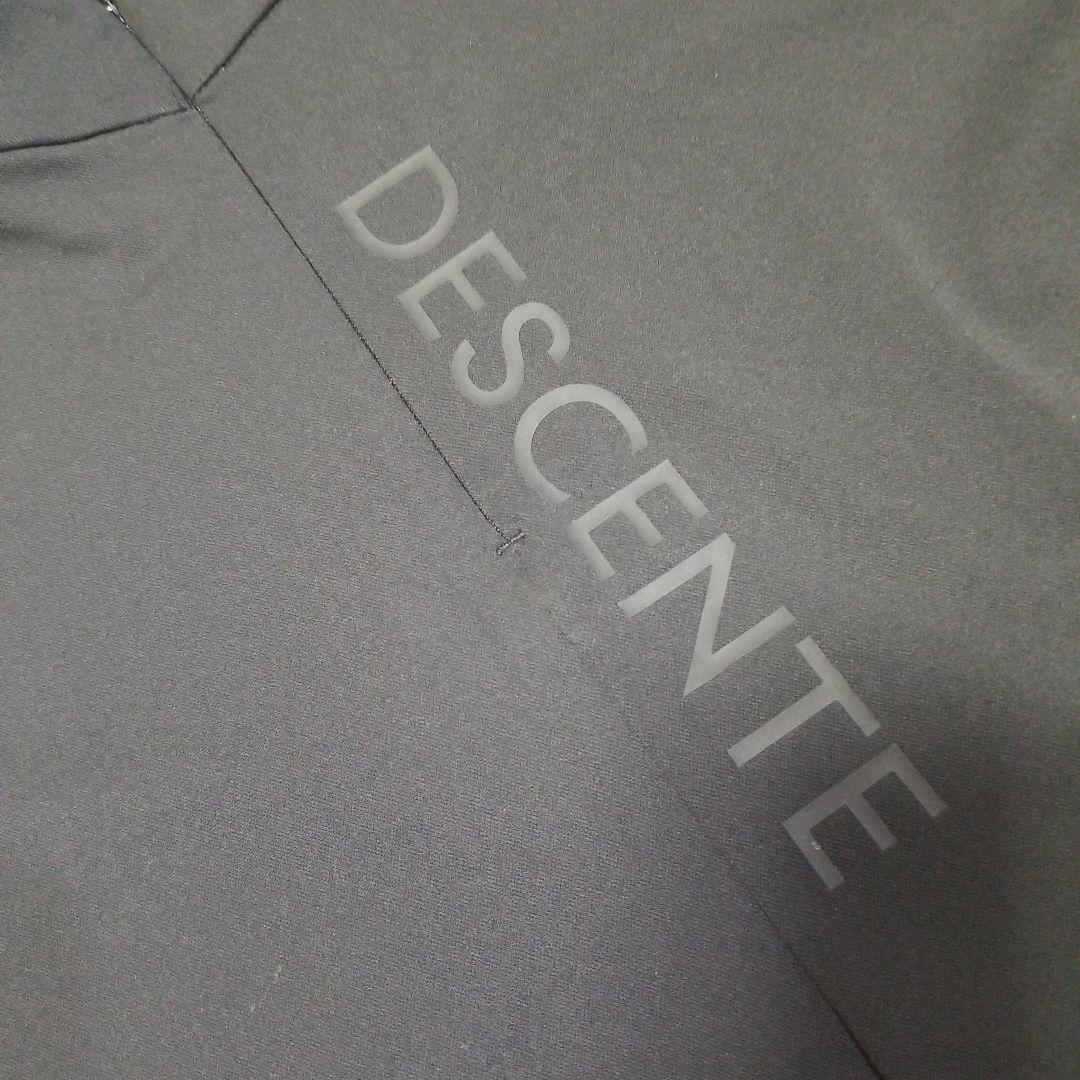 【美品】デサントゴルフ スタンドカラー ハーフジップ 半袖 シャツ ブラック M