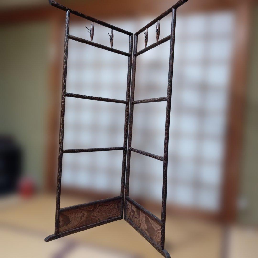 【昭和レトロ】衣桁　着物かけ　木製　フック付き　服かけ