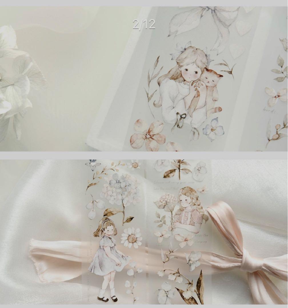 海外マスキングテープ 巻き売り No.242 人物 女の子 花柄 植物