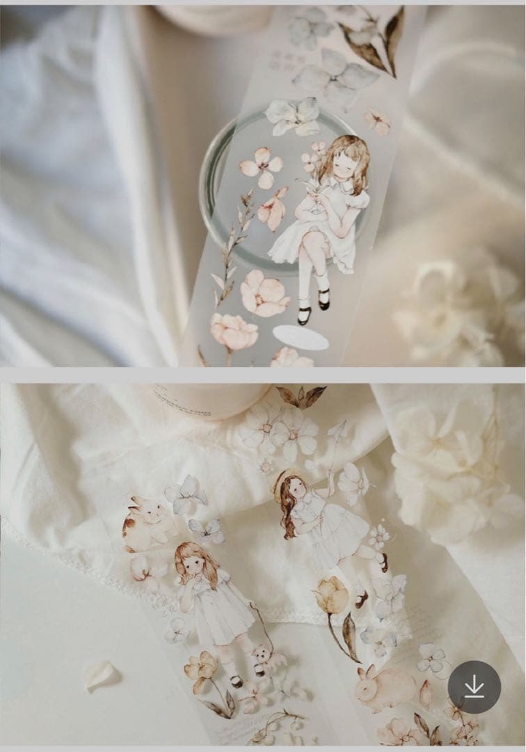 海外マスキングテープ 巻き売り No.242 人物 女の子 花柄 植物