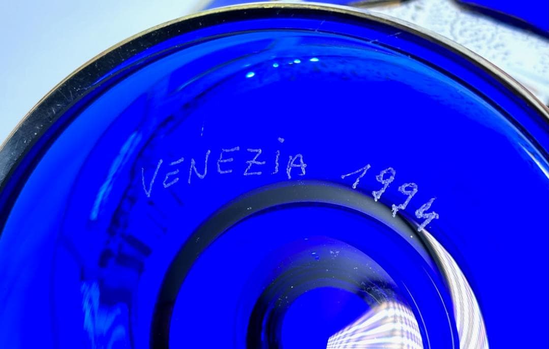 ビンテージ　イタリア　ベネチアングラス　金彩コンポート　直径㎝ 高さ㎝