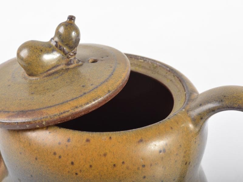 中国　 茶葉末釉 　蕎麦釉瓢箪摘み　急須　茶壷　　M　R4549
