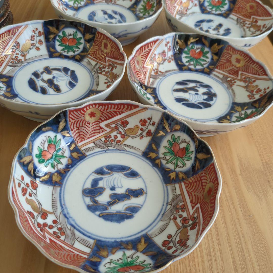 骨董 古伊万里 なます皿 染錦 染め付け 器 皿 陶器 美品 ５枚〜