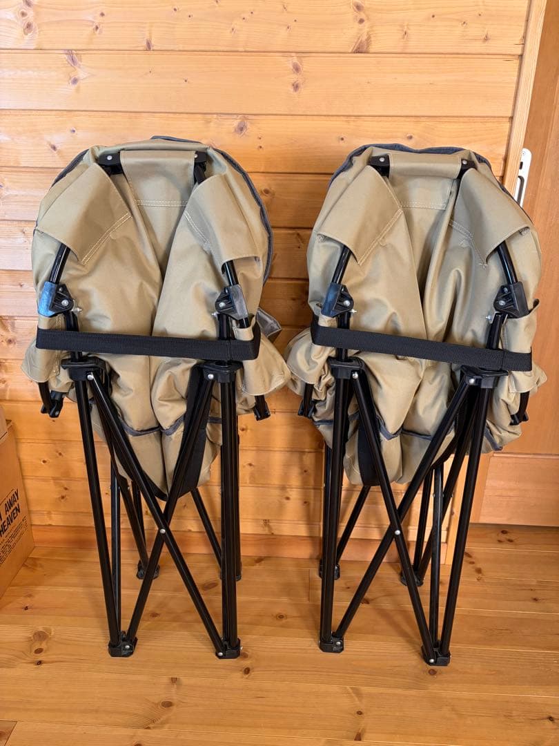 折りたたみアウトドアチェア グレーとベージュ(2脚セット)