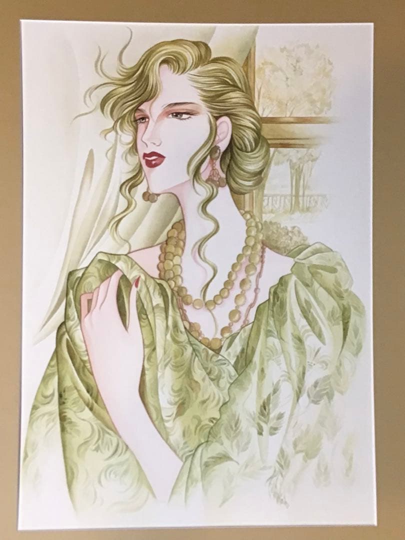 ◉真作保証 久下じゅんこ 水彩10号 原画『精霊宮の宝珠』1点物 サイン額装つき