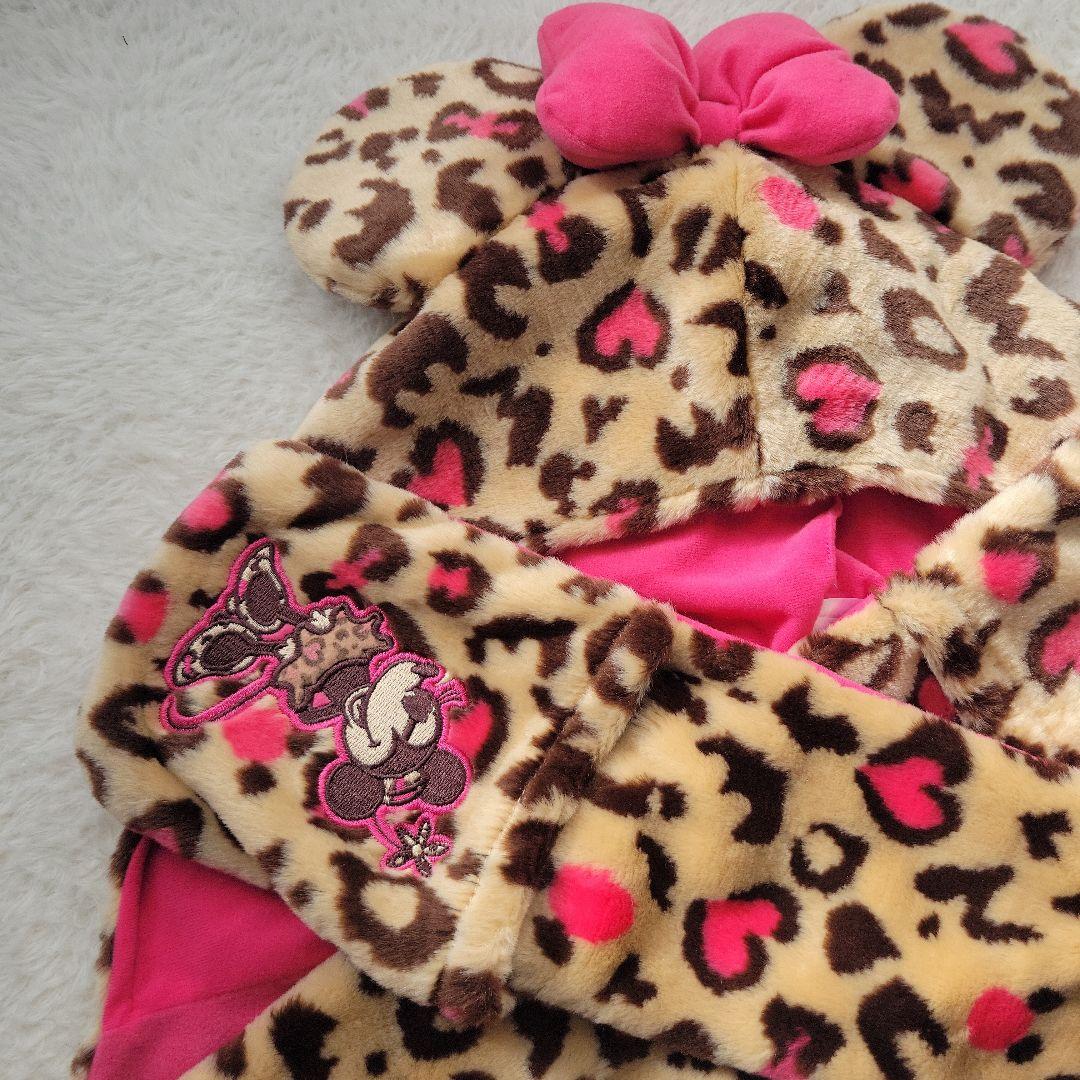 ディズニー　ミニー　ヒョウ柄マフラー　ファンキャップ　マフラーキャップ