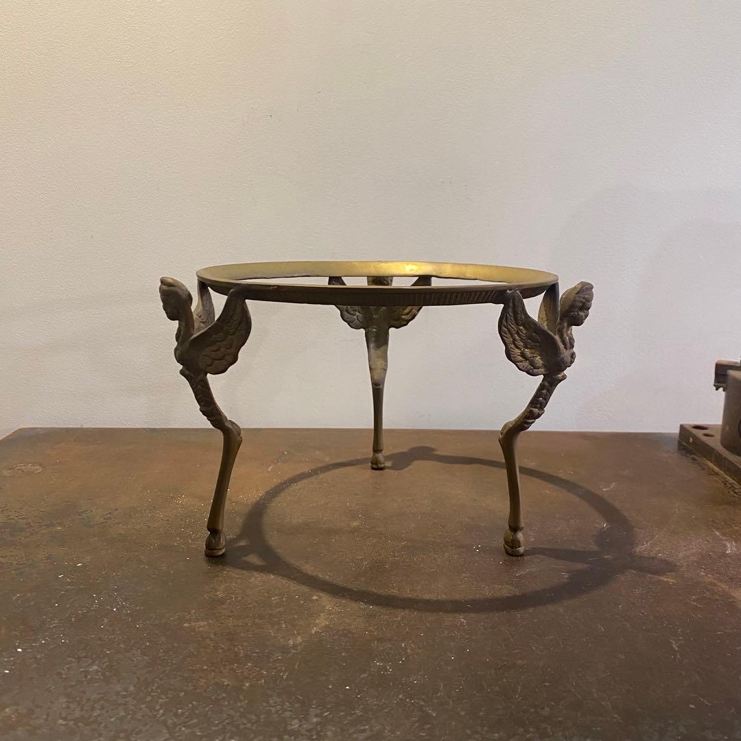 真鍮製天使の土台 ガラス 水盤 ボウル コンポート アンティーク