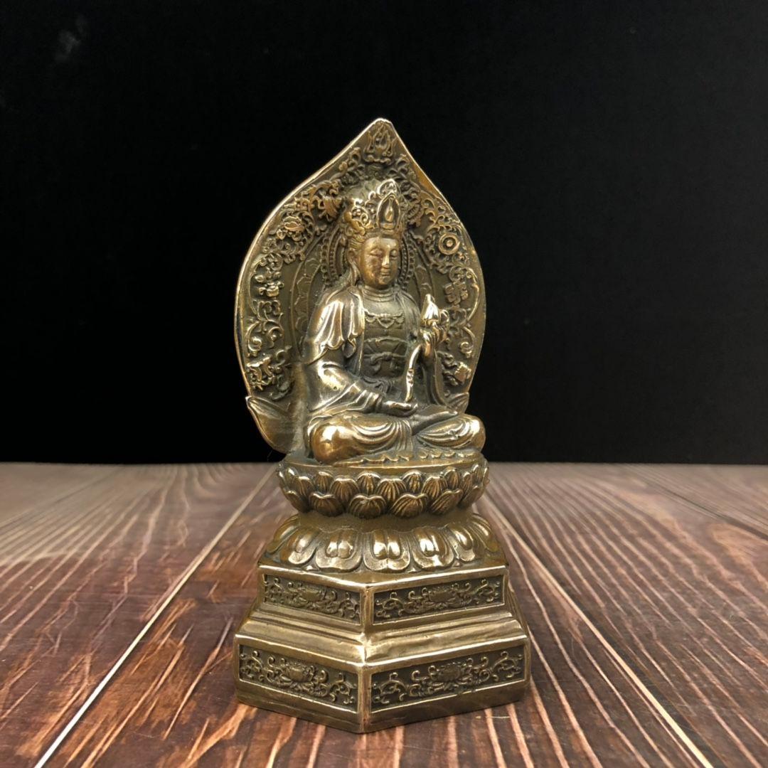 仏教美術 西方三聖坐像 地蔵 菩薩 観音 銅製 仏像 彫刻 置物 開運 風水