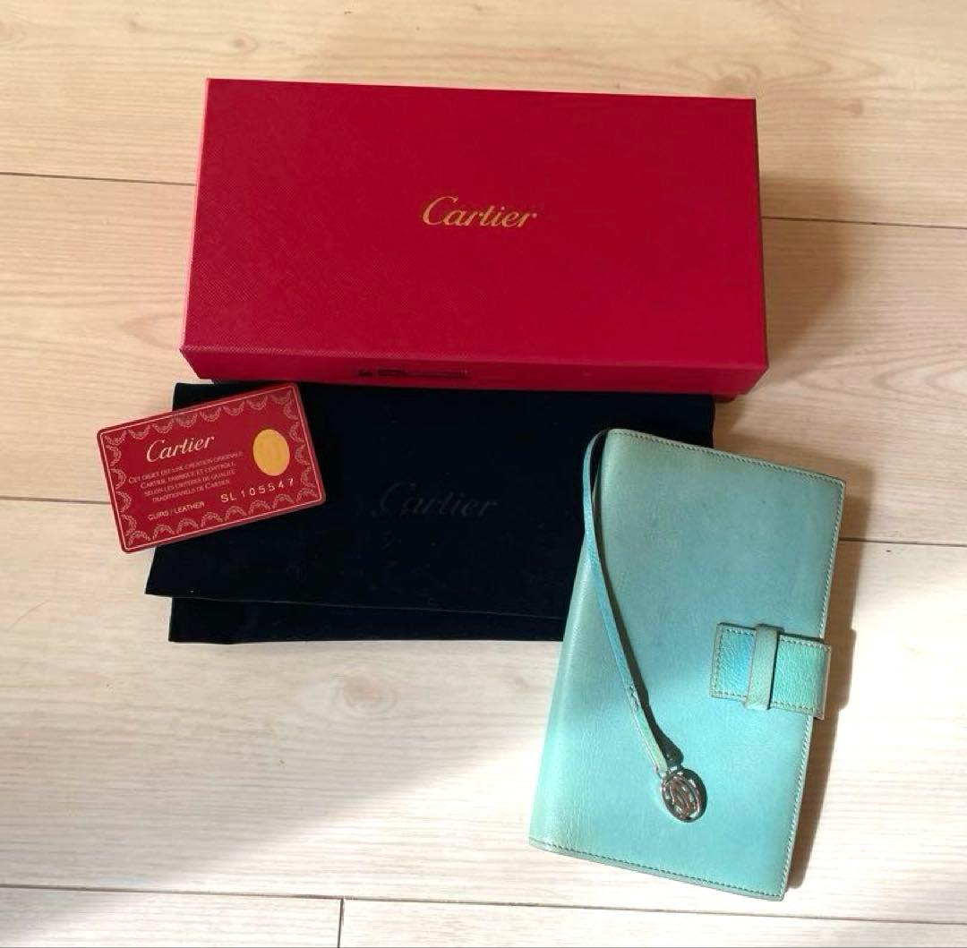 Cartier カルティエ手帳カバー　 難あり　ブルー　箱付き