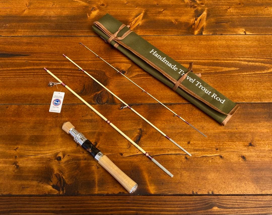 トラウトロッド　グラスロッド　ホワイト　銘木リールシート　渓流釣り　スピニング