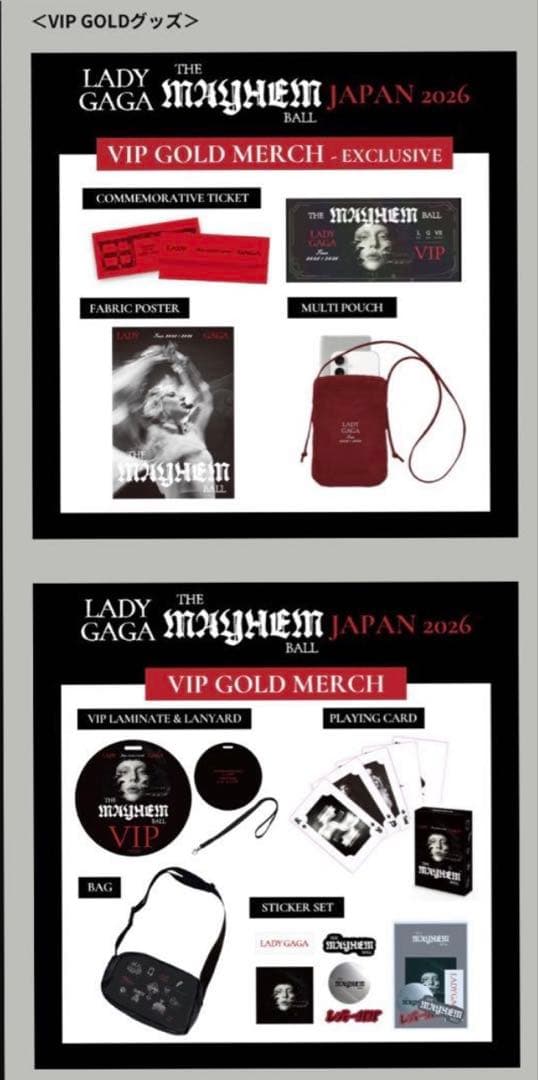 Lady Gaga VIP Gold Merch セット 2026