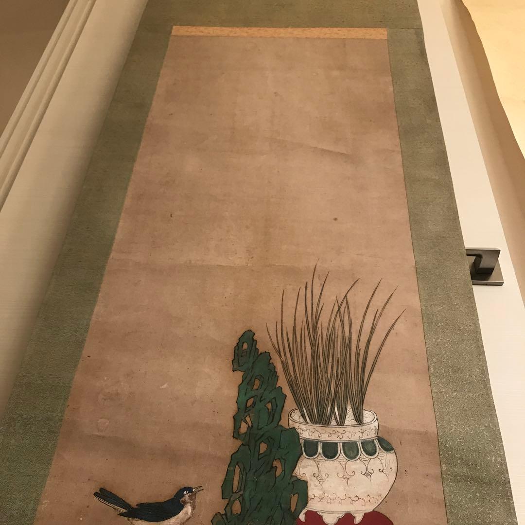 掛軸　時代物　清供図