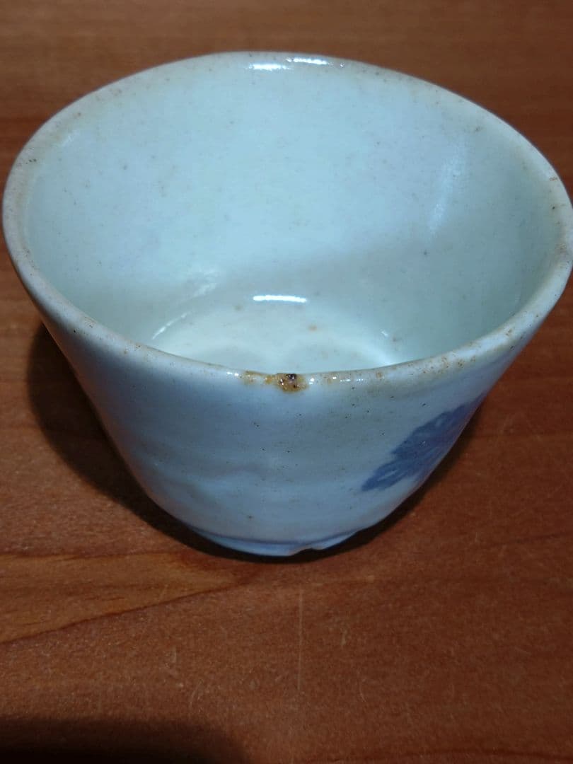 古伊万里   染付 蒟蒻印判 菊花紋 猪口 高台付   こんにゃく印判