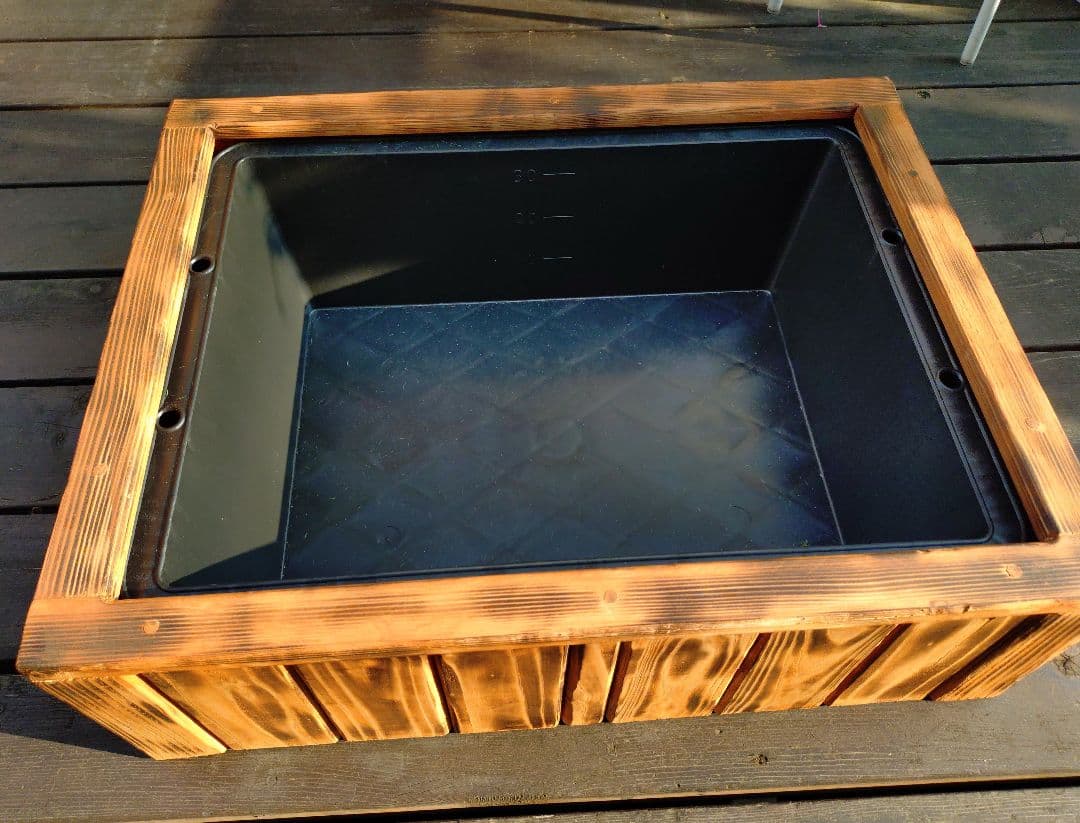 【めだかの畔】プラ舟40と木枠セット(チーク)