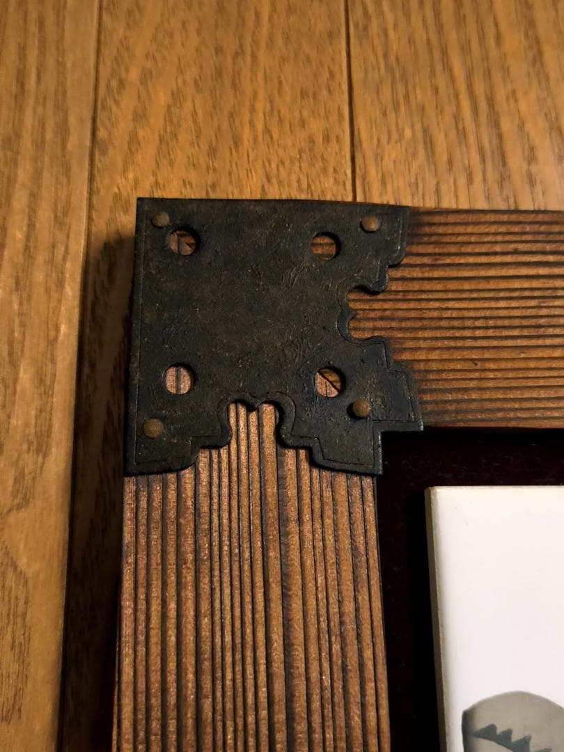 倉敷美観地区? 焼杉木製フレーム入り 陶板画 [25cmx25cm] 落款 天